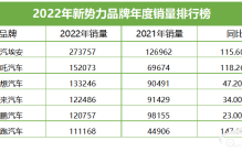 2022年新势力品牌销量点评蔚小理让位 哪吒进入第一梯队