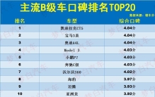 B级车别乱买！最新“口碑”排名TOP20：Model 3第4，迈腾雅阁上榜