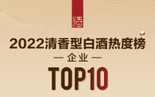 2022清香型白酒热度榜（企业）TOP10出炉，山西汾酒位居榜首