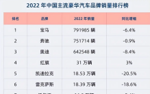 2022年豪华品牌销量前十，竟然只有一家增长，还是我们中国人的