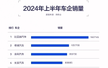 前十占据六席！2024上半年销量排行出炉，中国新能源汽车表现出色